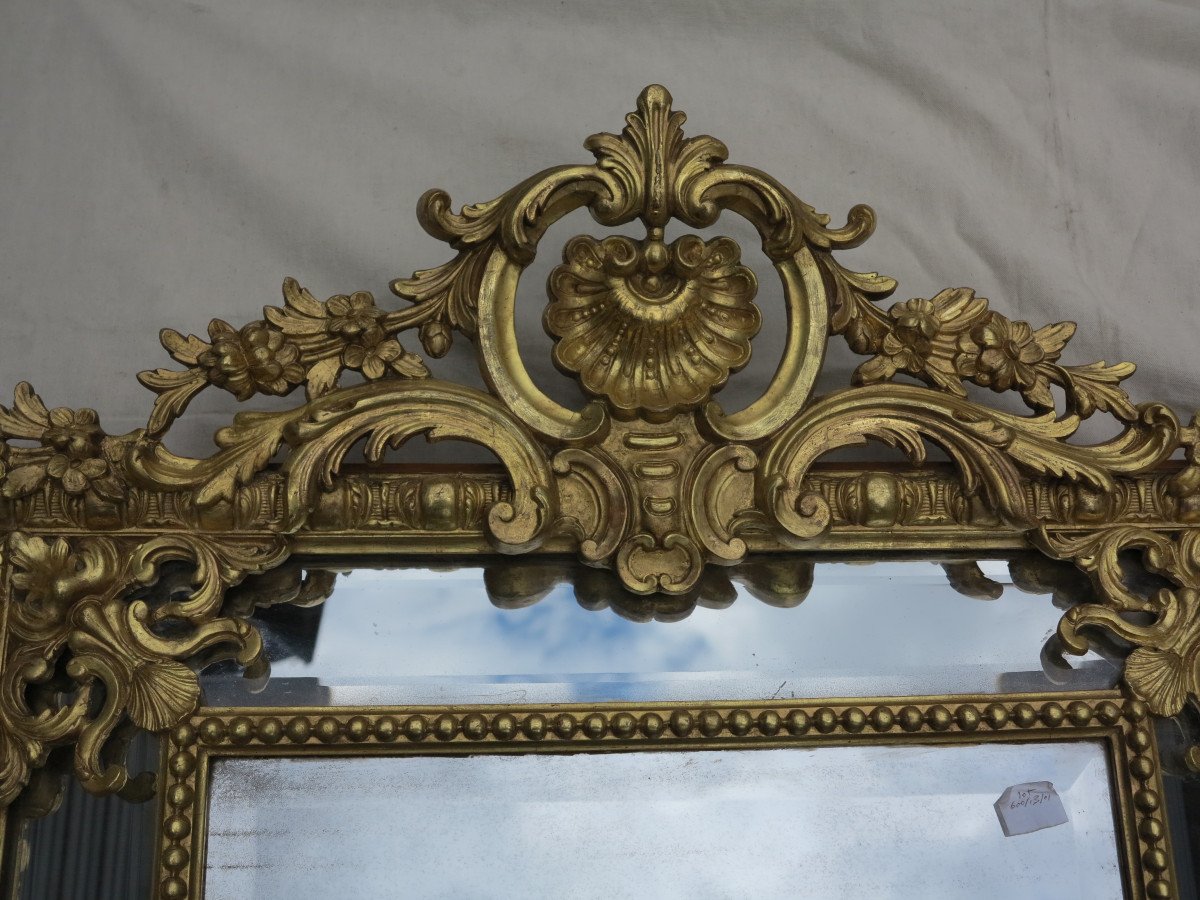 Regency Style Mirror With Mercury Ice Cream Parecloses Gilded With Gold 120 X 88 Cm-photo-3