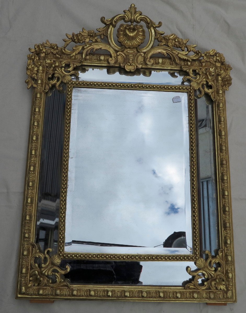 Miroir Style Régence à Coquille Glaces Mercure Parecloses Doré à L’or 120 X 88 Cm-photo-4