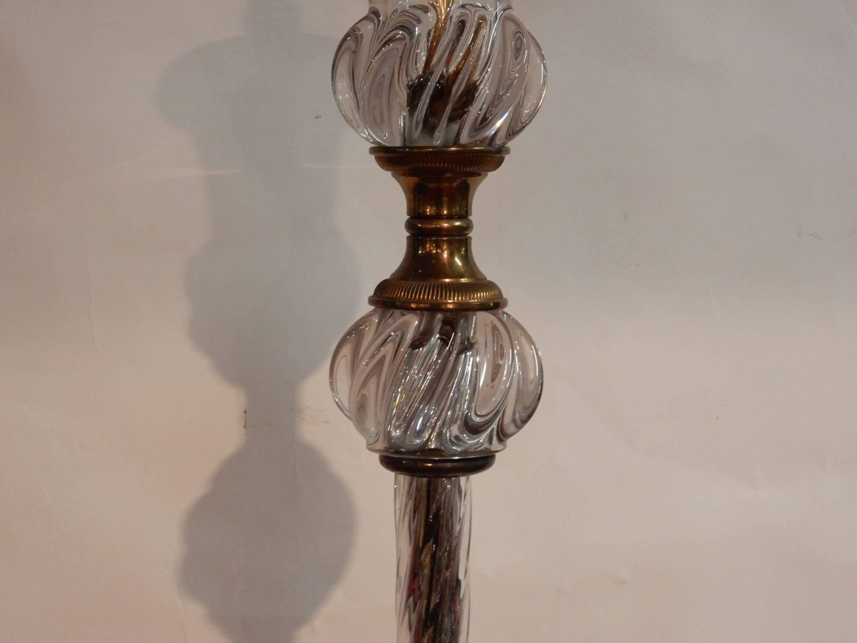 1950/70 Lampadaire Cristal Et Laiton Saint Louis-photo-3