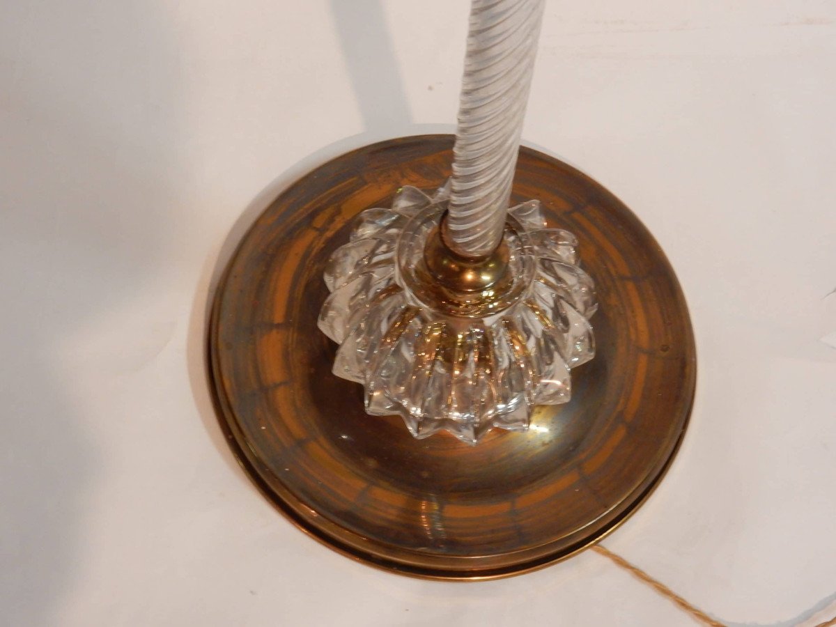 1950/70 Lampadaire Cristal Et Laiton Saint Louis-photo-2