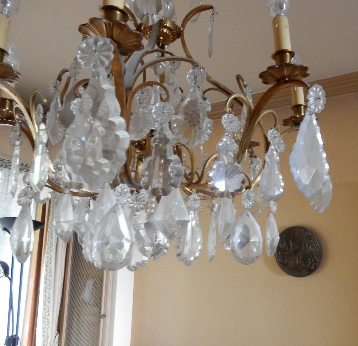 1950 ′ Cage Chandelier Louis XV Style A 8 Lights And Baccarat Crystal-photo-4