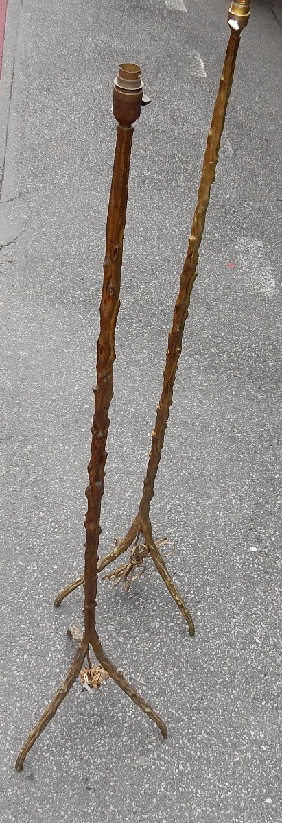 1970 ′ Pair Of Floor Lamps With Patinated Bronze Branches Dlg Agostini Height 140 Diameter 40 Cm-photo-3