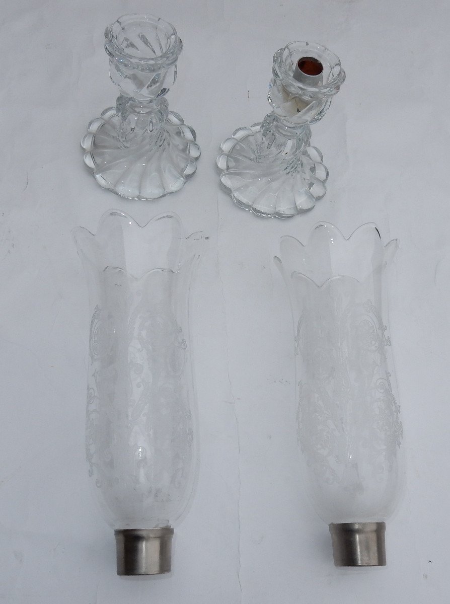 1950/70 Pair Of Crystal Candlesticks Torsions Baccarat Model Tors Signed-photo-4