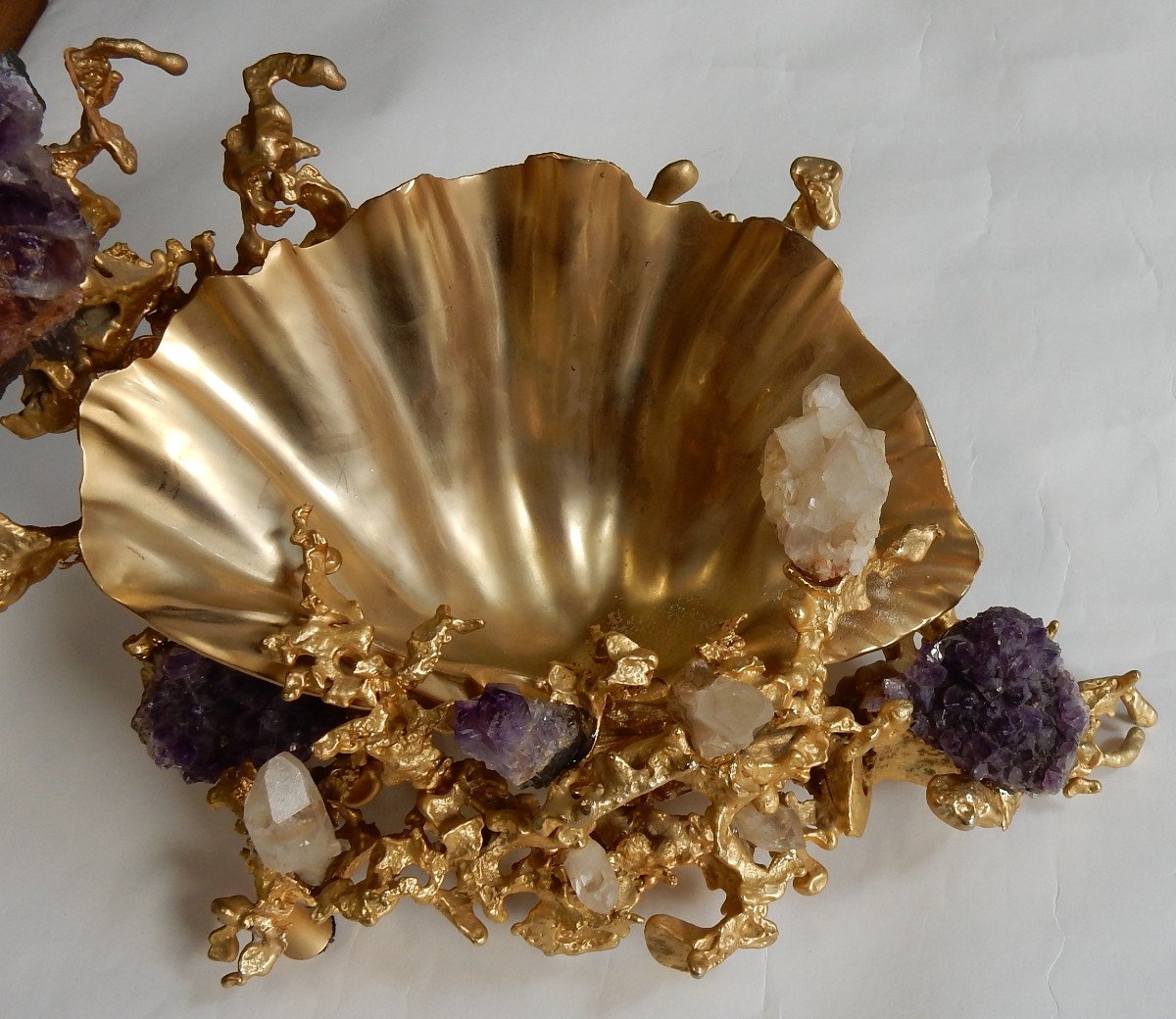 1970/80 'stoup Cup By Claude Victor Boeltz Gilt Bronze With Amethyst And Rock Crystal-photo-1