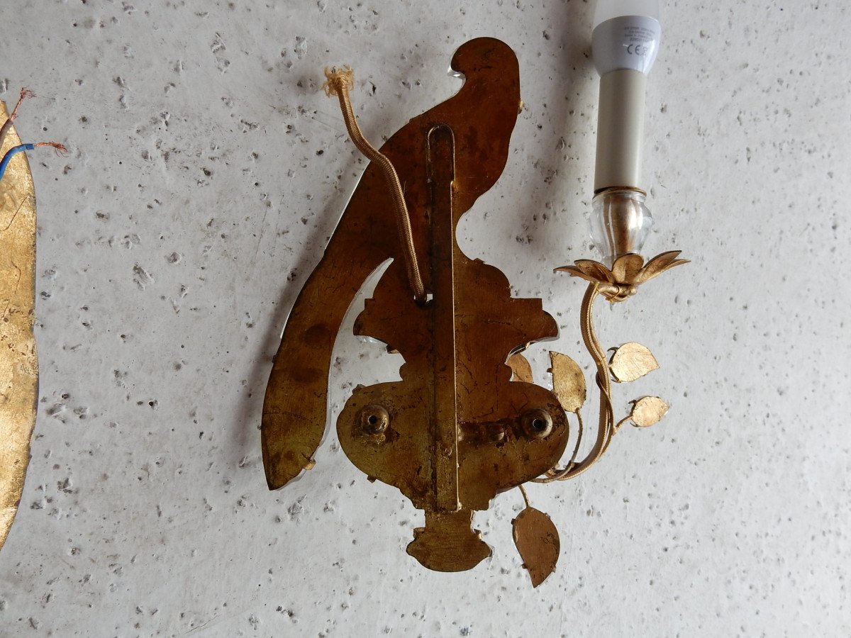 1970′ Paire D’appliques Maison Baguès Au Perroquet A Un Bras-photo-1