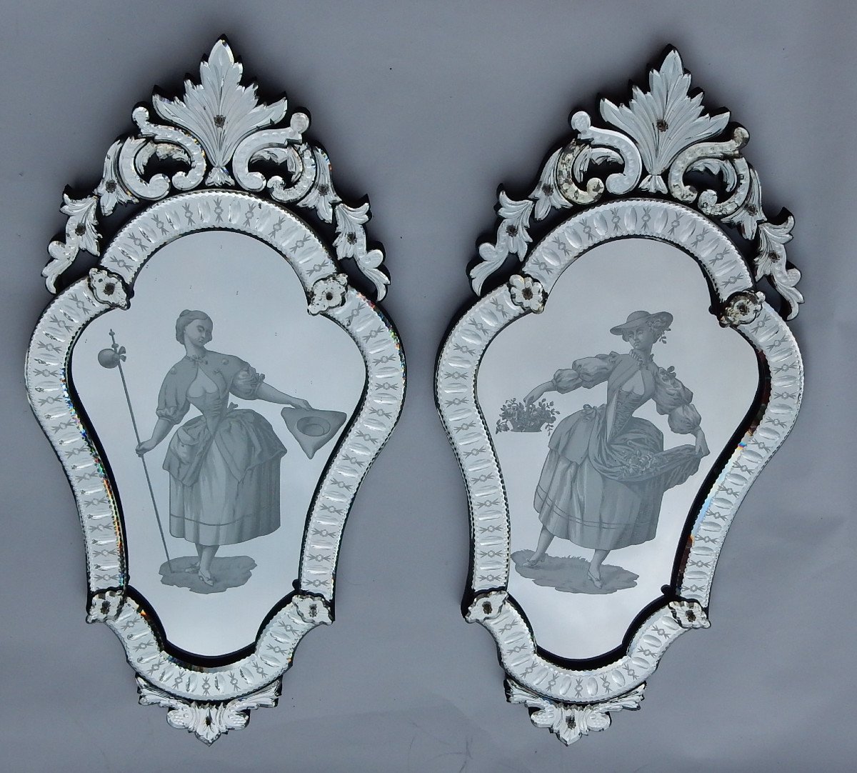 1920/40 Pair Of Mirrors With Elegant