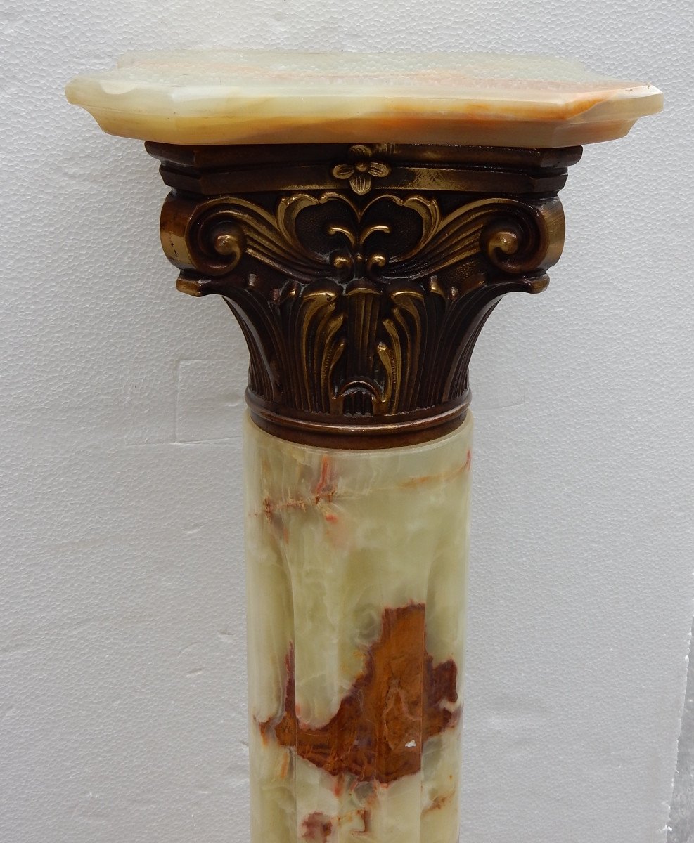 1970 ′ Onyx And Gilt Bronze Column Corinthian Style-photo-3