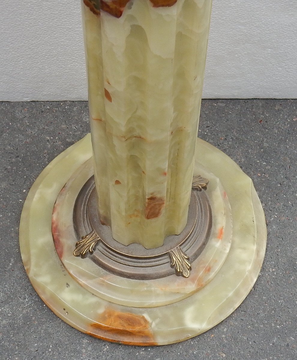 1970′ Colonne Onyx Et Bronze Doré Style Corinthien-photo-4