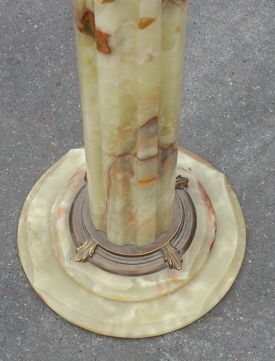 1970′ Colonne Onyx Et Bronze Doré Style Corinthien-photo-4