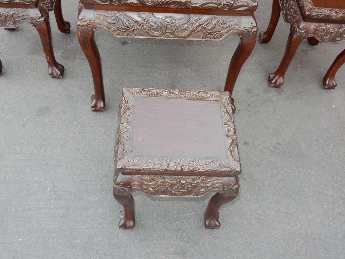 1920/1950 China Mahjong Games Table And Its 4 Rosewood Seats-photo-3