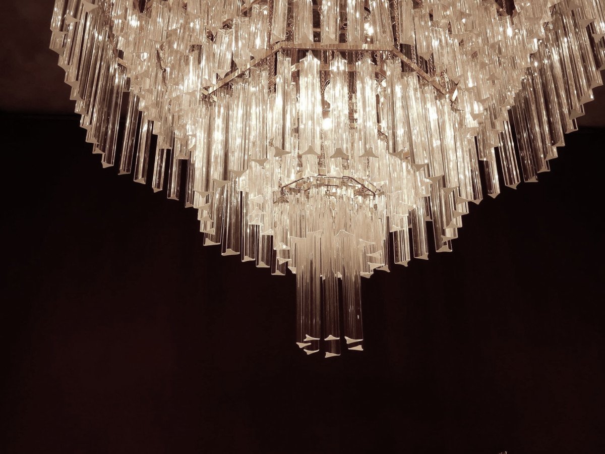 1970 ′ Murano Ceiling Chandelier Venini 1m20 Diameter-photo-4