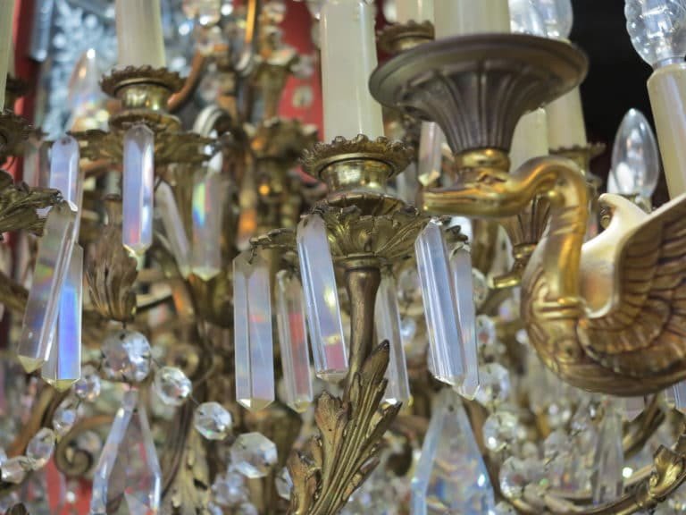 Napoleon III Chandelier - 5 Arms 25 Lights - Gilt Bronze And Crystal-photo-4