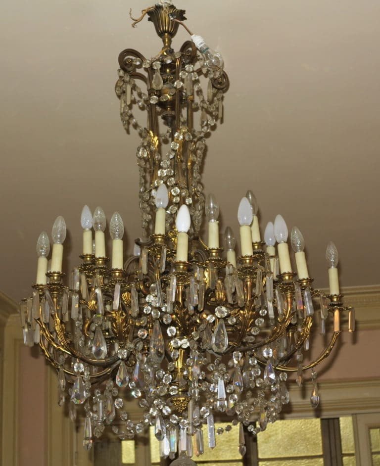 Napoleon III Chandelier - 5 Arms 25 Lights - Gilt Bronze And Crystal-photo-4