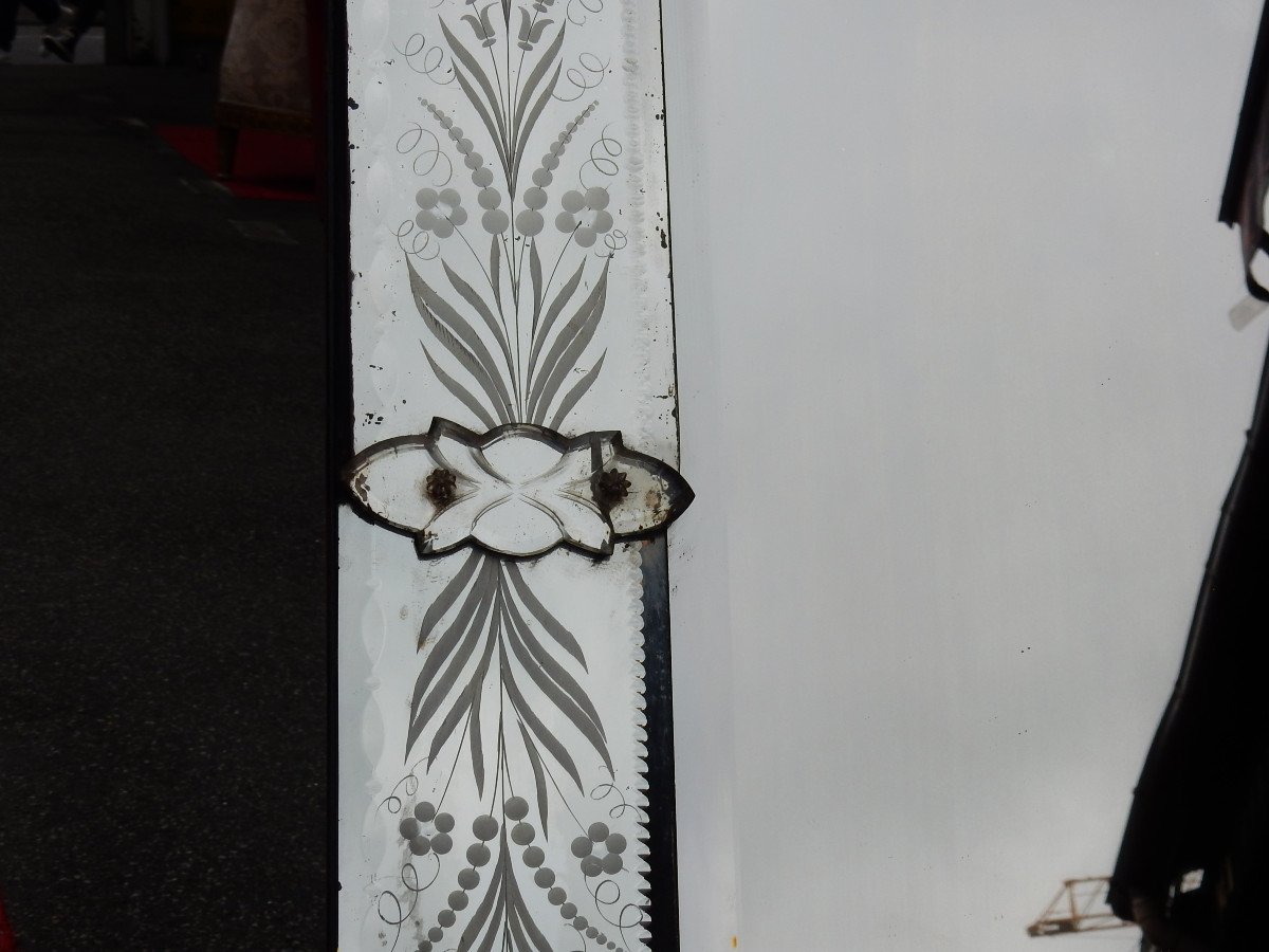 1900 ′ Venetian Mirror  With Floral Decor And Pediment - 172 X 89 Cm-photo-6