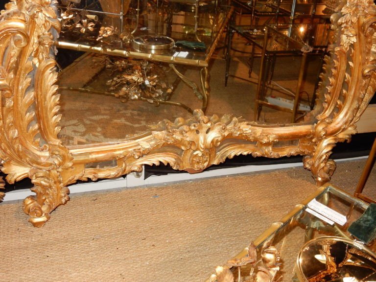 1850 ′ Louis 15 Style Mirror In Golden Wood Mercury Ice 2m40 X 1m50-photo-2