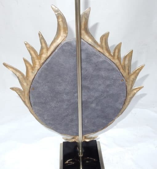 1970 ′ Lotus Decor Lamp, Silver Bronze, Shagreen, Agate, Duval Brasseur Unsigned-photo-1