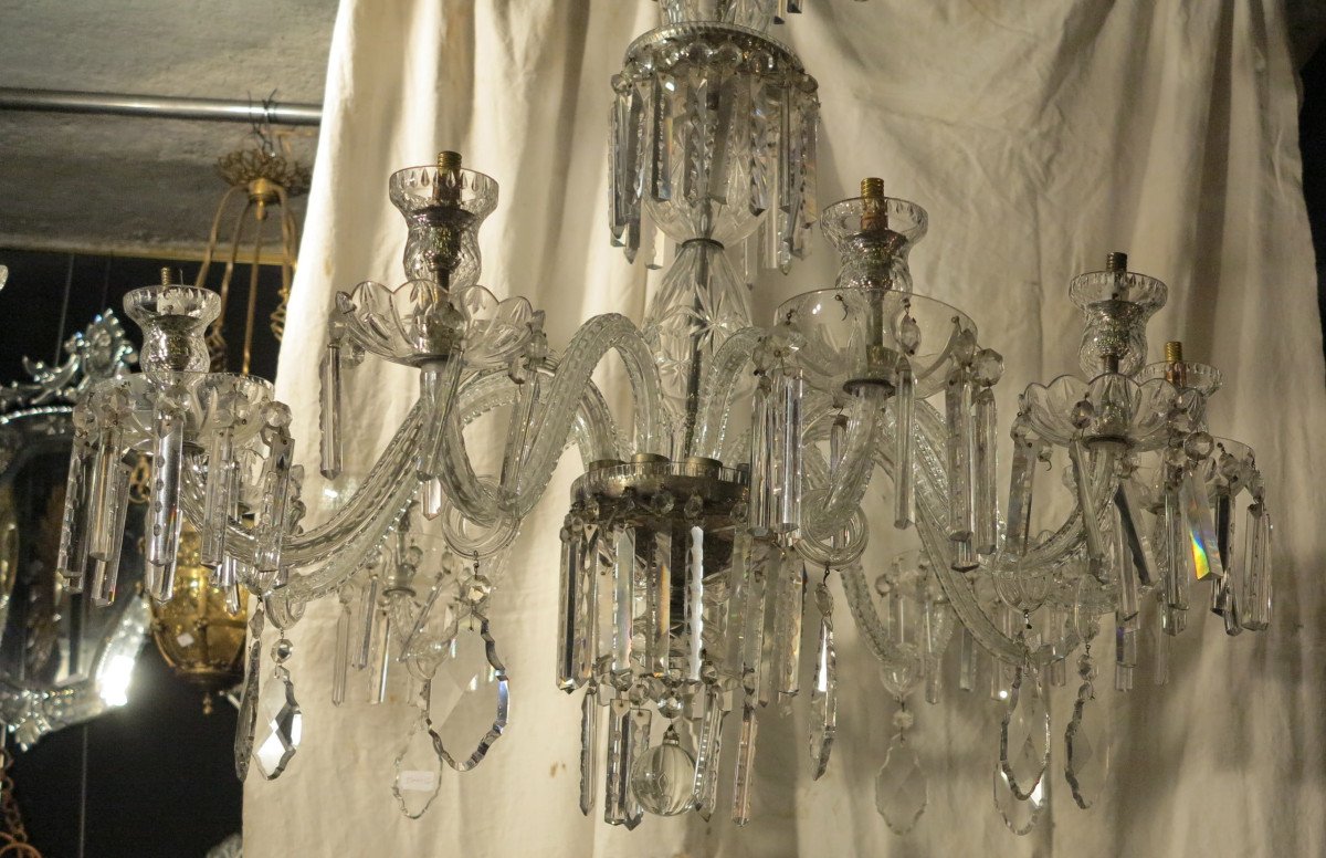 1890' Lustre En Cristal De Bohême 10 Bras De Lumière-photo-2