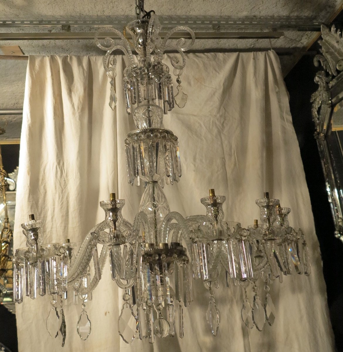 1890' Lustre En Cristal De Bohême 10 Bras De Lumière-photo-1