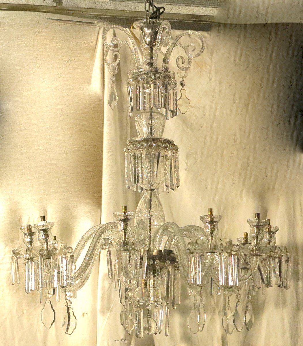 1890' Lustre En Cristal De Bohême 10 Bras De Lumière