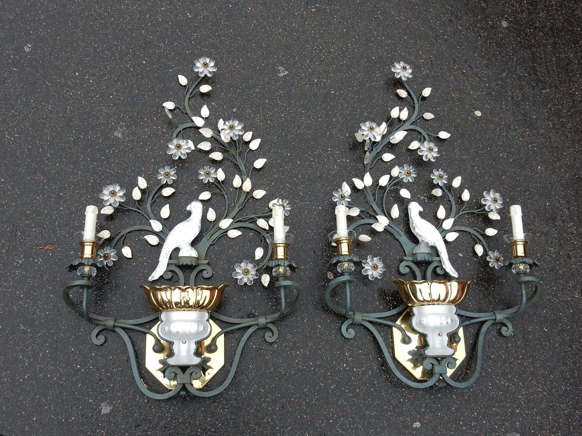 1970 ′ Pair Of Banci Wall Lights At La Perruche Style Maison Baguès H 98 Cm