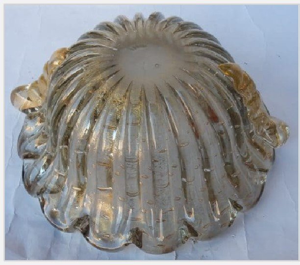 1970 ′ Cup - Murano Crystal And Gold - Signed Toso H 14 Cm-photo-2