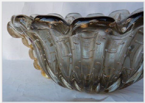 1970 ′ Cup - Murano Crystal And Gold - Signed Toso H 14 Cm-photo-2