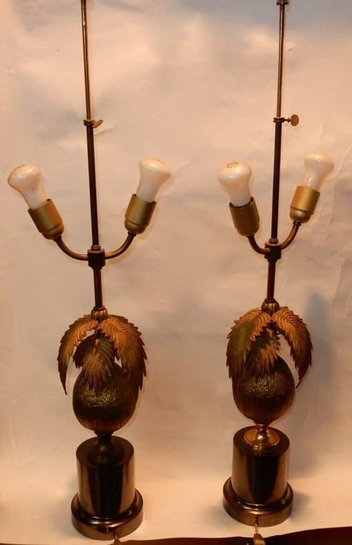 1970 ′ Pair Of Coconut Tree Lamps With Coconut Dlg Maison Jansen Or Charles Unsigned-photo-4