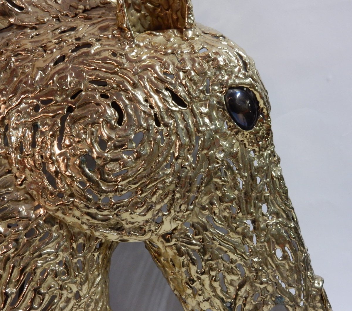 1990 'illuminating Horse Head Wall Lamp In Gilt Bronze And Gypsum Duval Brasseur Style-photo-2