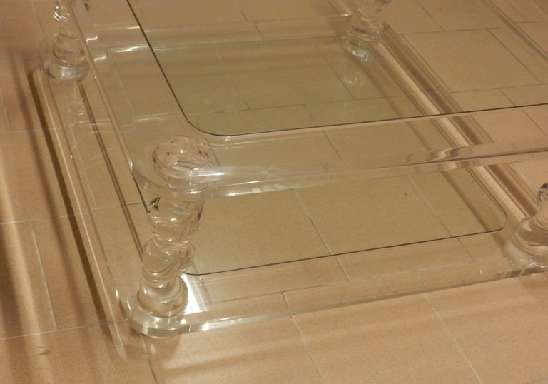1970 'altuglas Coffee Table, Romeo Size 1m00 X 1m00 + 2 Ends Of Sofas-photo-4