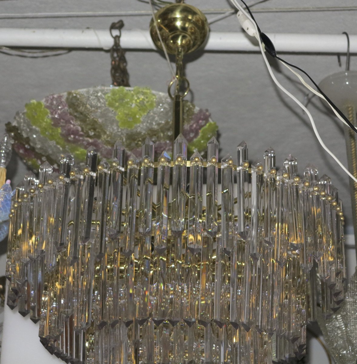 1970 ′ Chandelier 180 Crystals 17 Bulbs Height 94 X Diameter 64 Cm-photo-3