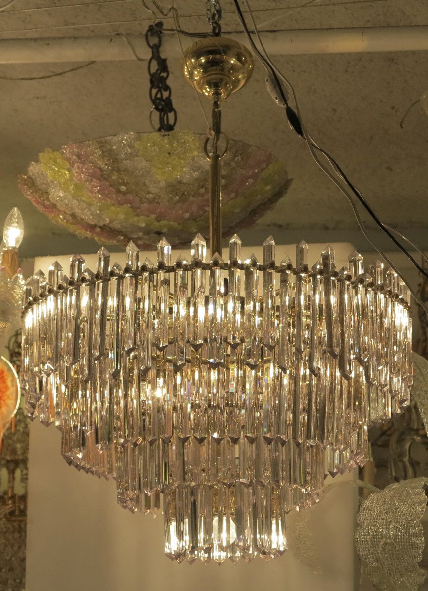 1970 ′ Chandelier 180 Crystals 17 Bulbs Height 94 X Diameter 64 Cm-photo-4