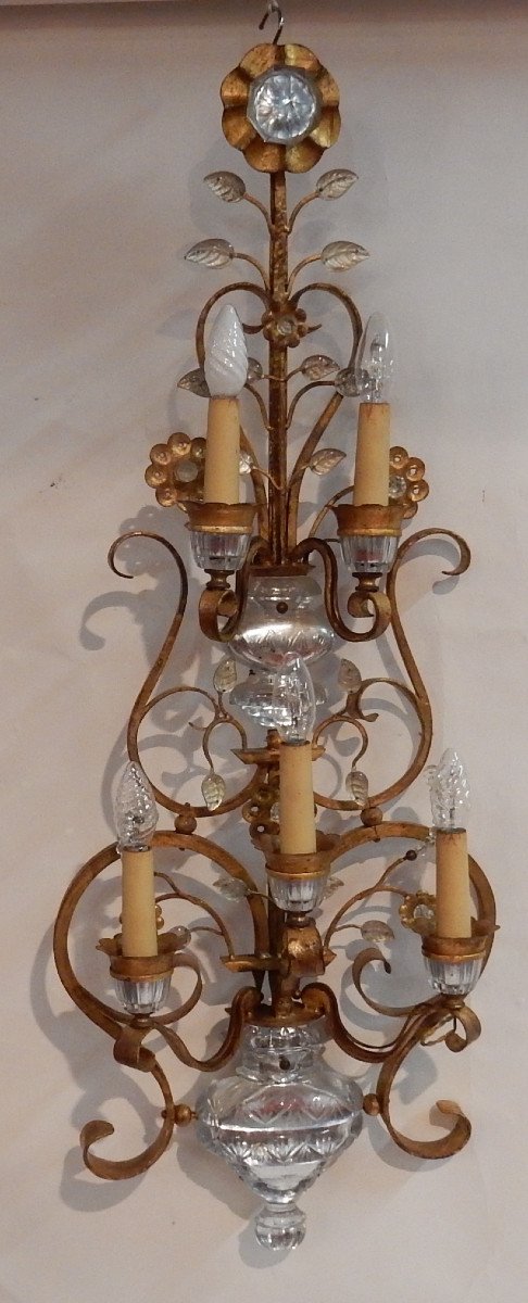 1970 ′ Wall Lamp Style Maison Baguès Or Banci 5 Lights H 104 Cm-photo-2