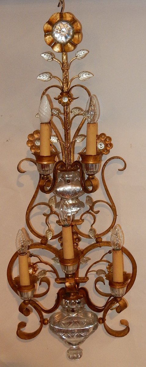 1970 ′ Wall Lamp Style Maison Baguès Or Banci 5 Lights H 104 Cm