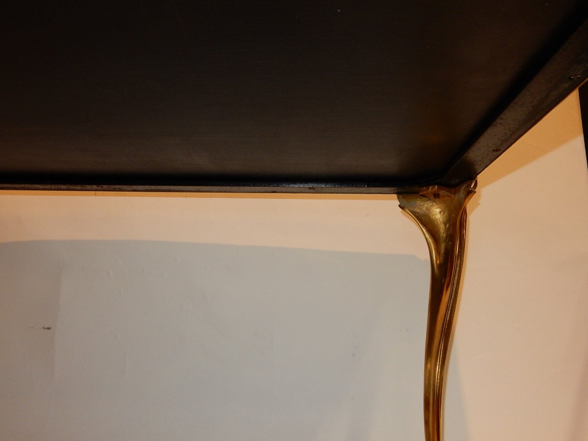 1940/50 Coffee Table Lacquer Tray From China Maison Baguès In Gilt Bronze-photo-3