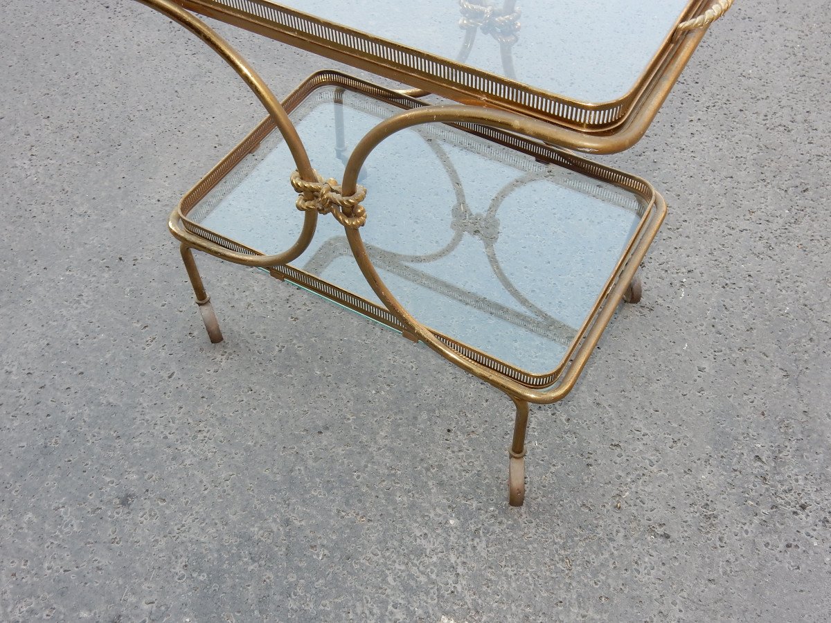 1970 ′ Rolling Bar In Bronze And Gilded Brass Maison Baguès Or Charles Or Jansen Decor Napoleon 3-photo-2