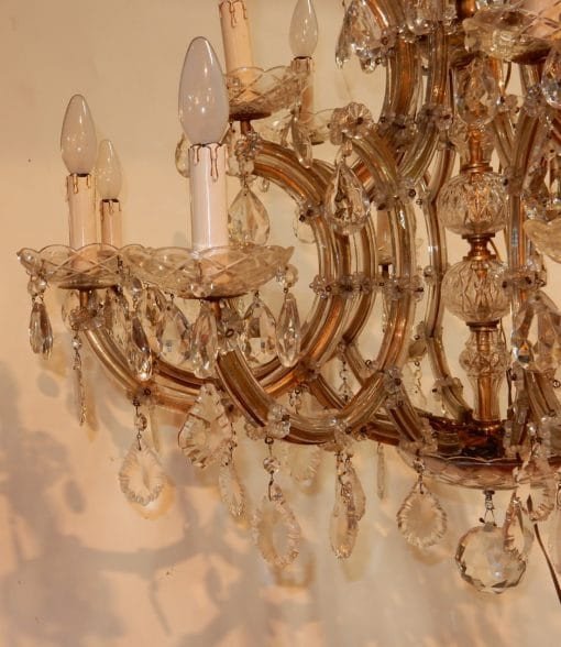 1950′ Lustre Cage En Cristal De Bohême – 10 Bras 15 Lampes-photo-3