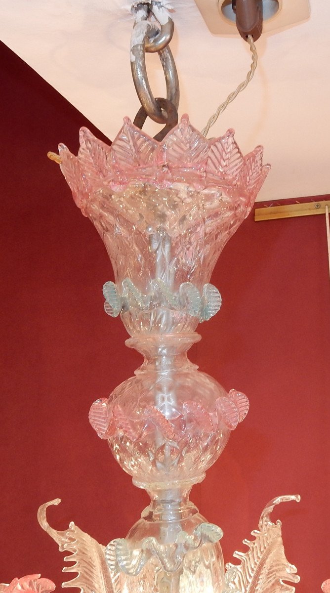 1970' Lustre Murano Bleu Et Rose-photo-2