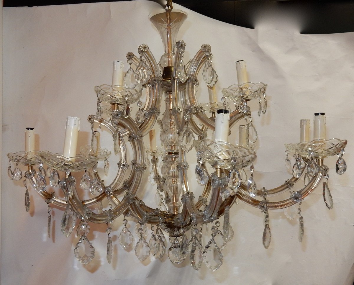 1950 ′ Cage Chandelier In Bohemian Crystal 12 Lights
