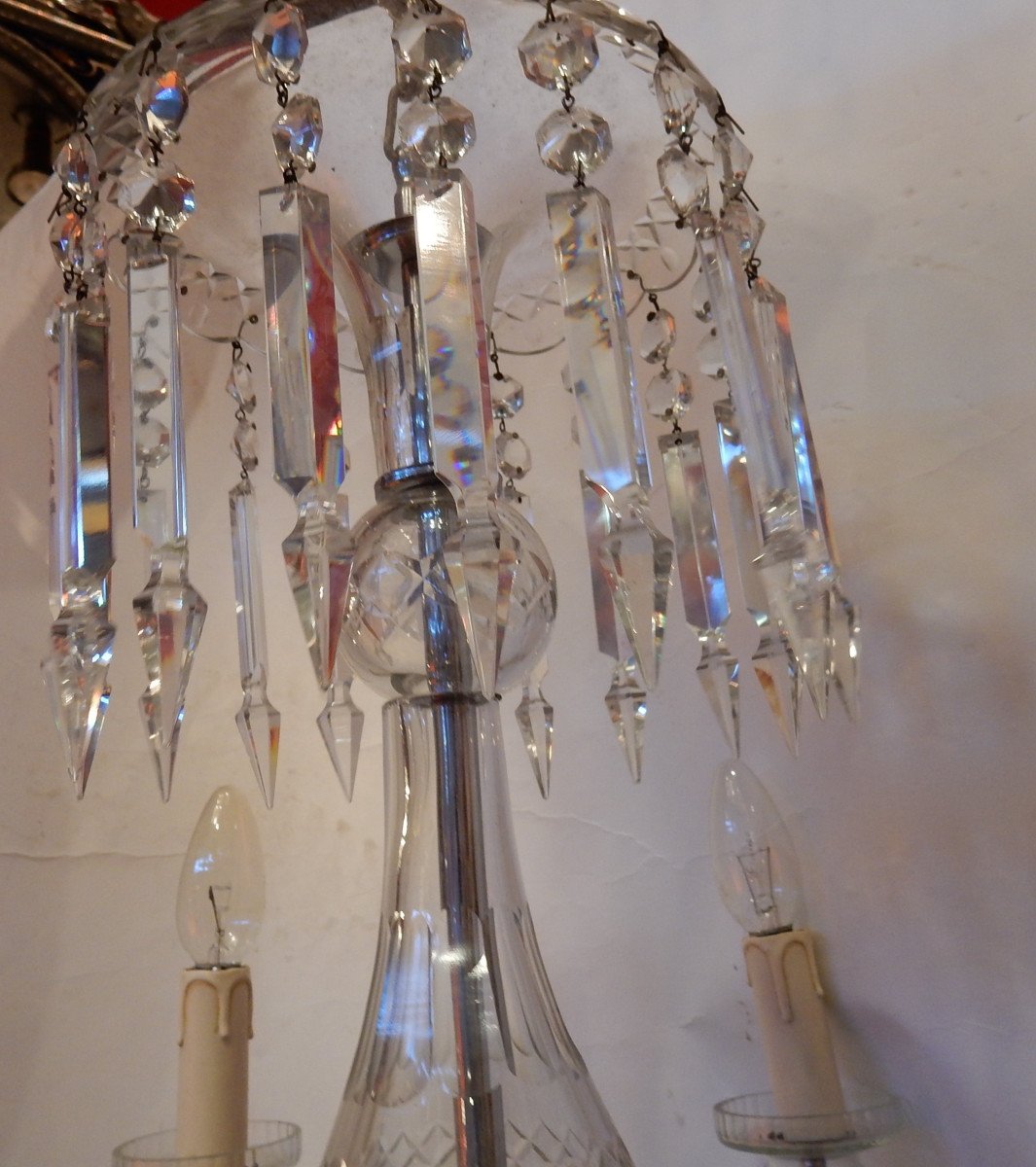 1950 ′ Crystal Chandelier From Bohemia Or Baccarat 6 Arms-photo-2