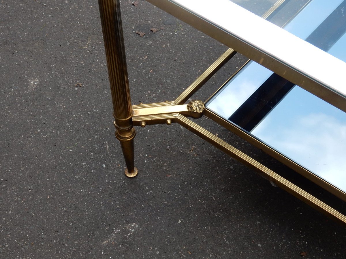 1950/70 'pair Of Ends Of Sofa And Coffee Table Dlg Maison Jansen In Brass And Gilt Bronze-photo-1