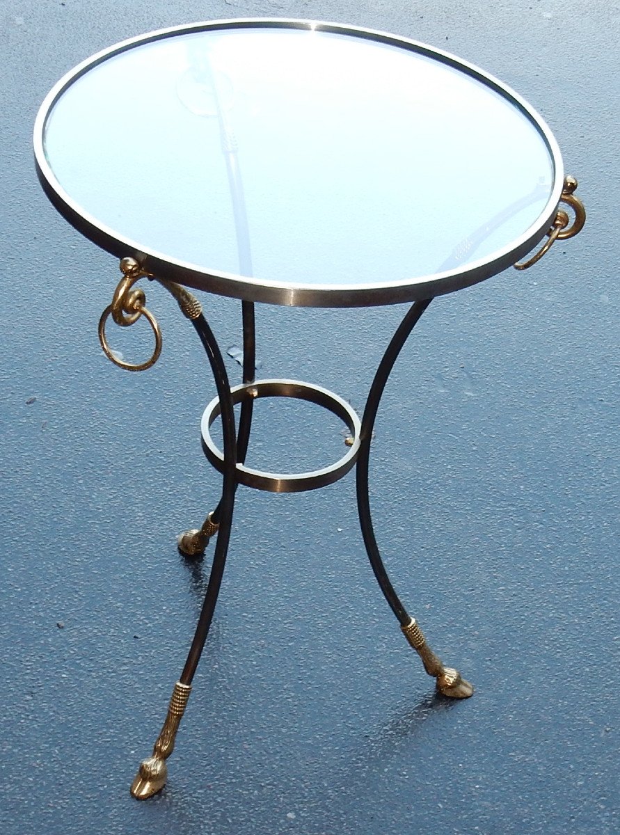 1970/80 'gilt Bronze And Silver Pedestal Table Glass Tray Maison Charles-photo-2