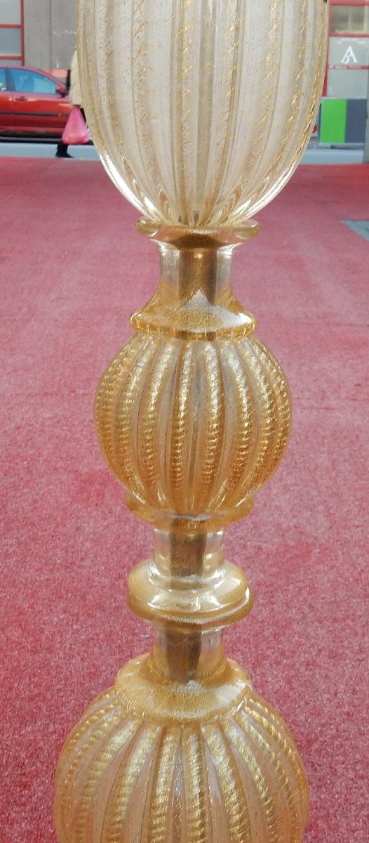 1950/70 Lampadaire Barovier & Toso Avec Paillons D’or-photo-4