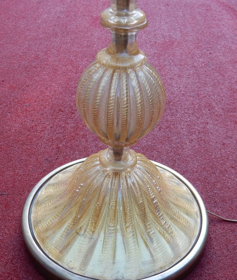 1950/70 Lampadaire Barovier & Toso Avec Paillons D’or-photo-1