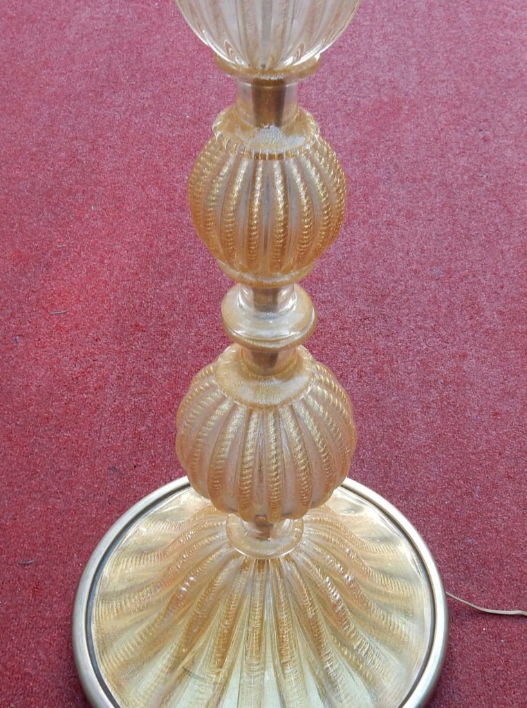 1950/70 Lampadaire Barovier & Toso Avec Paillons D’or-photo-2