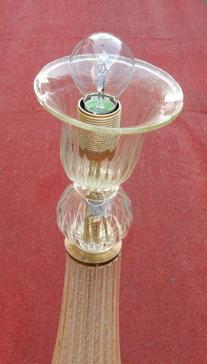 1950/70 Lampadaire Barovier & Toso Avec Paillons D’or-photo-3