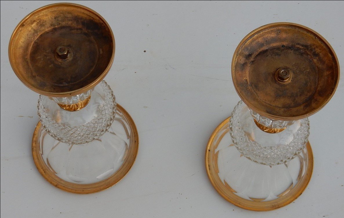 1970 ′ Pair Of Medicis Crystal And Gilt Bronze Vases-photo-4