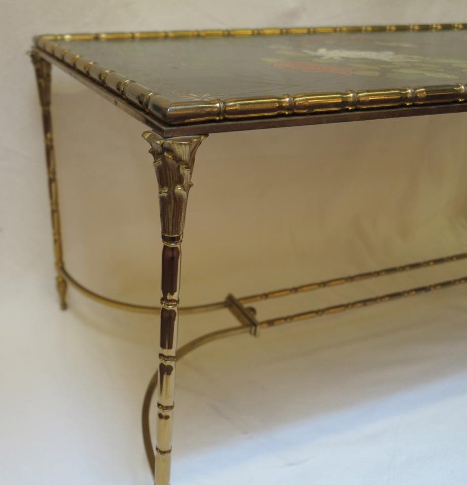 1970 ′ Baguès Style Coffee Table Chinese Lacquer 95 X 50 Xh 44 Cm-photo-1