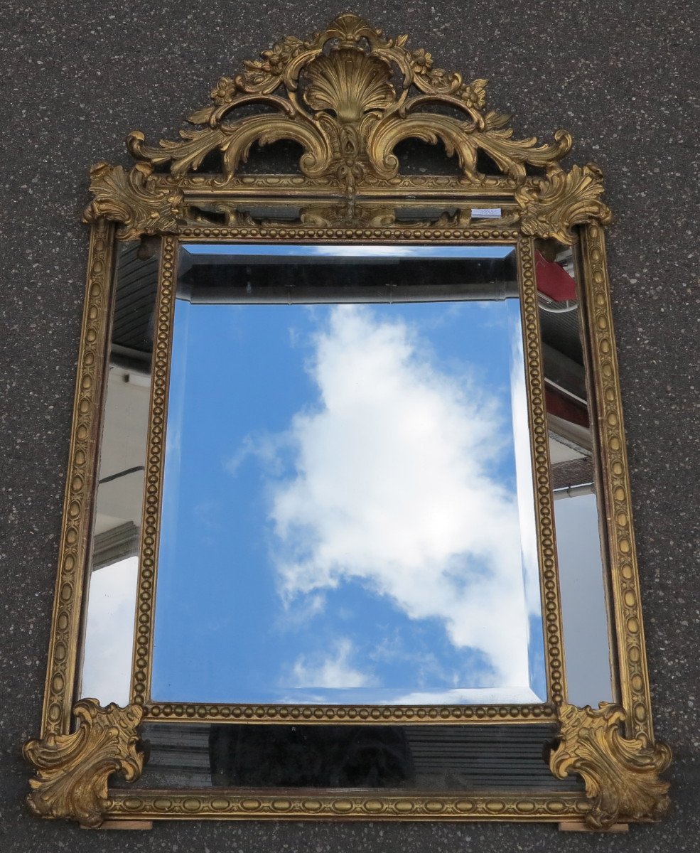 Miroir Style Régence à Coquille Glaces Mercure Parecloses Doré à L’or 123 X 87 Cm-photo-2