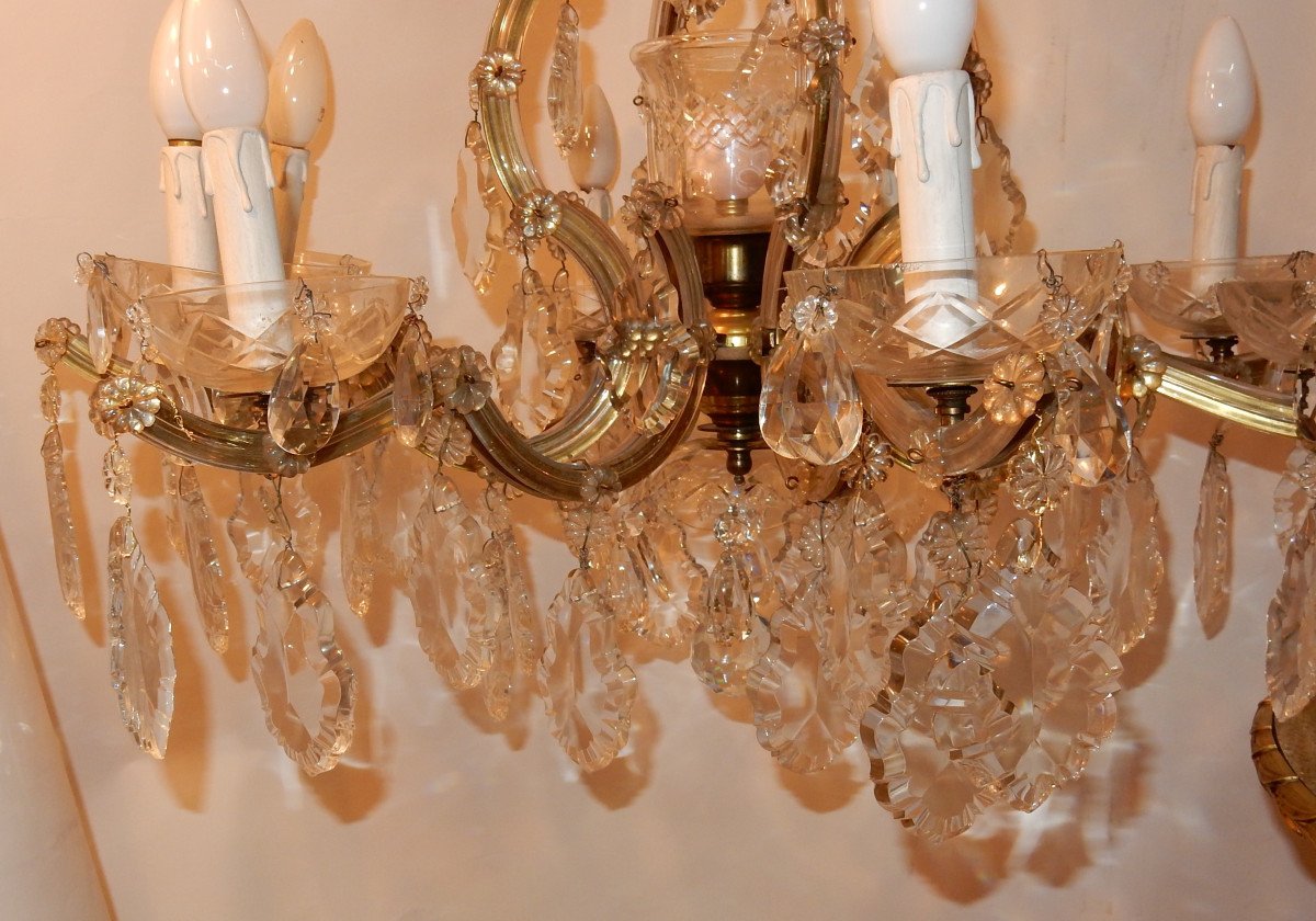 1920/40 ′ Marie Therese Cage Chandelier In Bohemian Crystal-photo-4