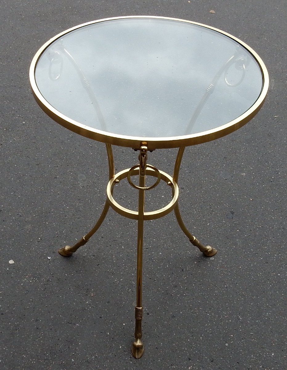 1970/80 'gilt Bronze Pedestal Table Glass Tray Maison Charles